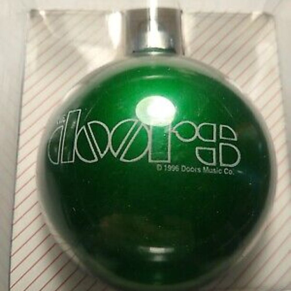 Vintage 1996 The Doors Green Gray Christmas Glass Ornament Santa’s Rockshop NEW